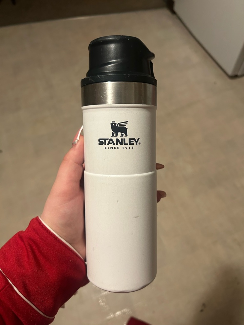 Stanley White Travel Tumbler with Black Lid